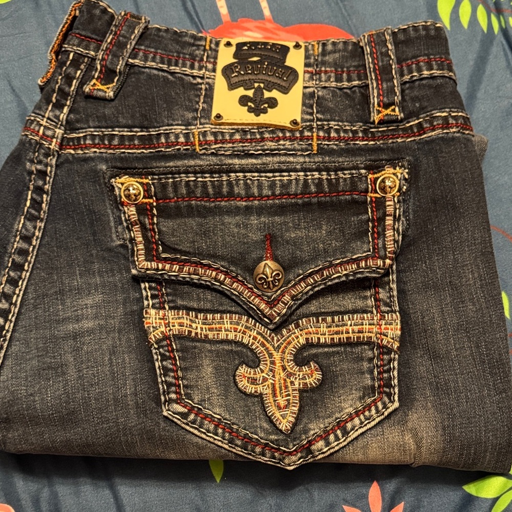 Rock Revival Dark Blue Jeans with Embroidered Pocket